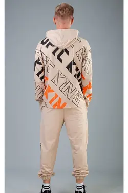 شلوار راحتی نوشته برش گشاد طرح‎دار بژ مردانه برند HYPERS کد 1652653216