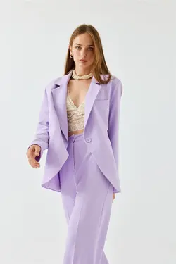 کت بلیزر تک نفره نیلی زنانه دکمه دار برند Tuba Butik کد 1652596510