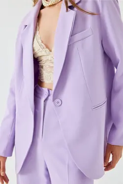 کت بلیزر تک نفره نیلی زنانه دکمه دار برند Tuba Butik کد 1652596510
