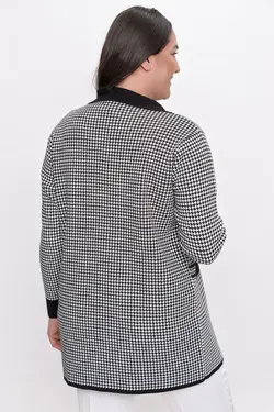 ژاکت کشباف سایز بزرگ بافتنی جیب دار آکریلیک طرح‎دار مشکی برند By Saygı کد 1652594159