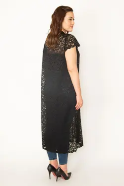 بافتنی دکمه‎دار توری نگین دار سنجاق سینه مشکی زنانه برند Şans کد 1652593389