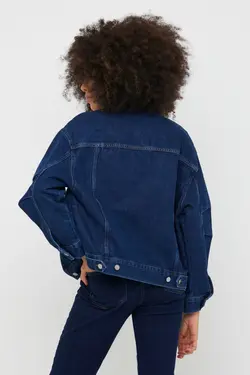 ژاکت گشاد ساده آبی زنانه برند BOSHETTI کد 1652596447