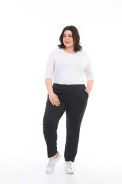 بافتنی کمر کشی سایز بزرگ دودی تیره شلوار زنانه برند EVS WOMAN کد 1652595859