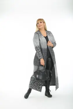 بافتنی بلند جاکار طرح‎دار سایز بزرگ پالتو / زنانه برند Mezura کد 1652594180