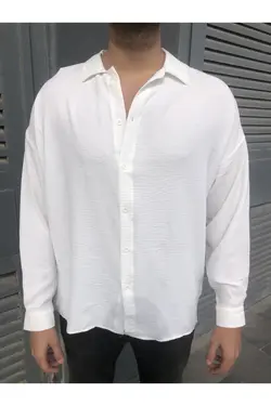 پیراهن قالب گشاد کتان سفید مردانه برند Gray Clothing کد 1652586849