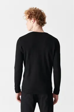 بافتنی ساده دکمه‎دار مشکی مردانه برند Avva کد 1652587027