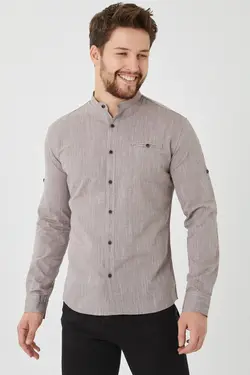 پیراهن اسلیم فیت یقه دیپلمات بژ مردانه برند Pietra Paul کد 1652586246