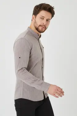 پیراهن اسلیم فیت یقه دیپلمات بژ مردانه برند Pietra Paul کد 1652586246