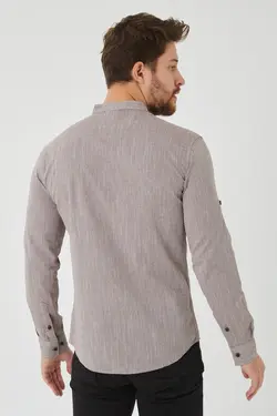 پیراهن اسلیم فیت یقه دیپلمات بژ مردانه برند Pietra Paul کد 1652586246