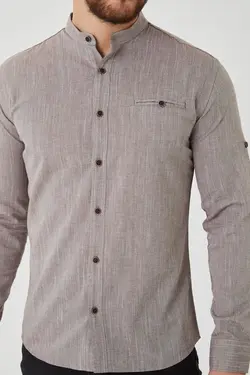 پیراهن اسلیم فیت یقه دیپلمات بژ مردانه برند Pietra Paul کد 1652586246