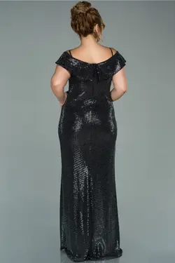 مجلسی چاک دار سایز بزرگ پولک دوز سیاه-نقره ای برند Abiyefon کد 1652576110