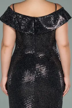 مجلسی چاک دار سایز بزرگ پولک دوز سیاه-نقره ای برند Abiyefon کد 1652576110