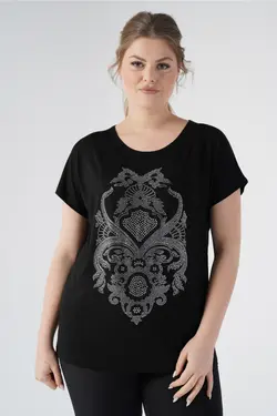 بلوز استخر یقه آستین کوتاه نگین دار سایز بزرگ معتبر برند Nelly کد 1652572866