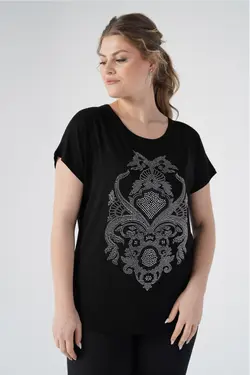 بلوز استخر یقه آستین کوتاه نگین دار سایز بزرگ معتبر برند Nelly کد 1652572866