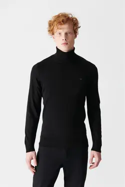 پلیور ساده یقه اسکی مشکی مردانه برند Avva کد 1652815893