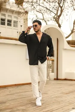 پیراهن گشاد بافتنی مشکی برند outfiit man کد 1652814927