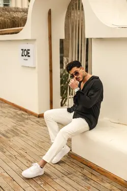 پیراهن گشاد بافتنی مشکی برند outfiit man کد 1652814927