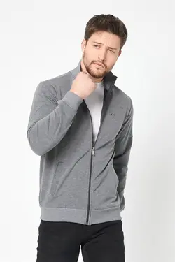 بافتنی جلو آستین بلند خاکستری آنتراسیت زیپدار مردانه برند COMEOR کد 1652815555