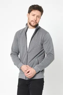 بافتنی جلو آستین بلند خاکستری آنتراسیت زیپدار مردانه برند COMEOR کد 1652815555