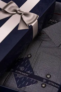 پیراهن جعبه‎دار اسلیم فیت طرح‎دار دودی مردانه برند Etikmen کد 1652814640