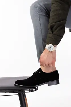 کفش مجلسی دامادی جیر ورنی سیاه مردانه برند maximoda کد 1652811323