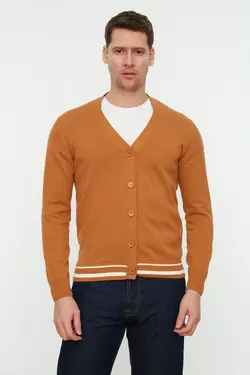 بافتنی متناسب طرح‎دار خطدار یقه هفت قهوه ای 100پنبه مردانه برند TRENDYOL MAN کد 1652815546