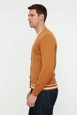 بافتنی متناسب طرح‎دار خطدار یقه هفت قهوه ای 100پنبه مردانه برند TRENDYOL MAN کد 1652815546