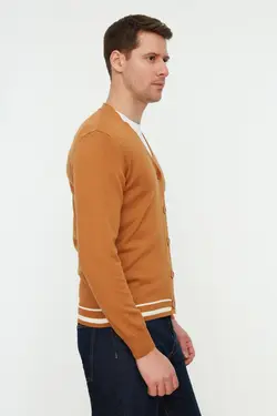 بافتنی متناسب طرح‎دار خطدار یقه هفت قهوه ای 100پنبه مردانه برند TRENDYOL MAN کد 1652815546