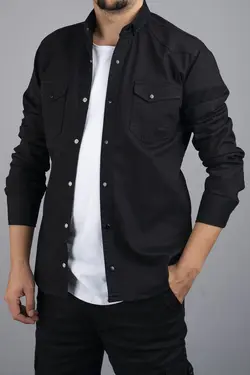 پیراهن جین اسلیم فیت مشکی مردانه برند bombe کد 1652814968