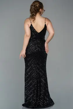 لباس مجلسی سایز بزرگ بند‎دار پولک دوز بلند مشکی برند Abiyefon کد 1652793633