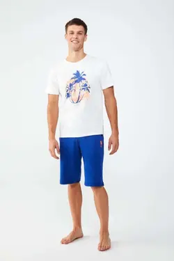 ست شلوارک تیشرت چاپی یقه گرد برند US Polo Assn کد 1652752815