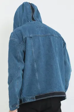 کت گشاد کلاهدار دکمه‎دار نوار آبی مردانه برند Little Cup کد 1652926513