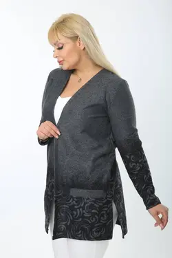 بافتنی برگ کوتاه طرح‎دار جیبدار سایز بزرگ مشکی برند Mia Butik کد 1652924385