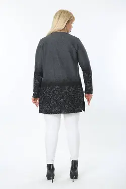بافتنی برگ کوتاه طرح‎دار جیبدار سایز بزرگ مشکی برند Mia Butik کد 1652924385
