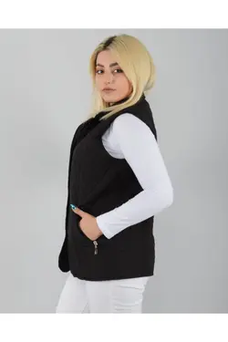 جلیقه آستر‎دار سایز بزرگ پنبه دوزی شده مشکی زنانه برند VETRE کد 1652926482