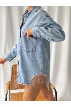 کت گشاد زنجیردار نگین دار برند efstyle کد 1652925943