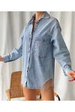 کت گشاد زنجیردار نگین دار برند efstyle کد 1652925943
