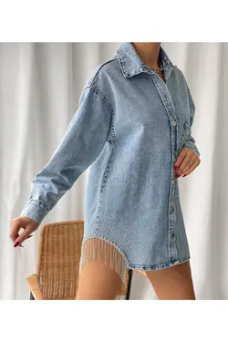 کت گشاد زنجیردار نگین دار برند efstyle کد 1652925943