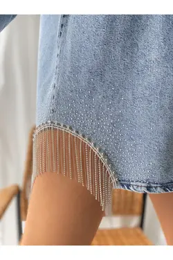 کت گشاد زنجیردار نگین دار برند efstyle کد 1652925943