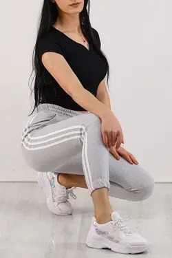 شلوار راحتی 3نواری طوسی برند THE PASSION کد 1652878805