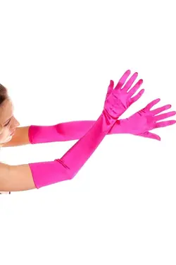 دستکش اضافی ساتن قد بلند براق رنگ صورتی برند LemonShop کد 1652872968
