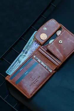 کیف پول با هدیه جا کارتی چرم واقعی برند Crew Leather کد 1653090714