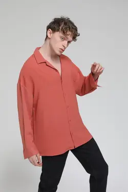 پیراهن گشاد پارچه یقه آستین بلند برند Rocqerx کد 1653079345