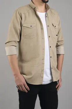 پیراهن جین اسلیم فیت بژ مردانه برند YXC Trend Maker کد 1653079359