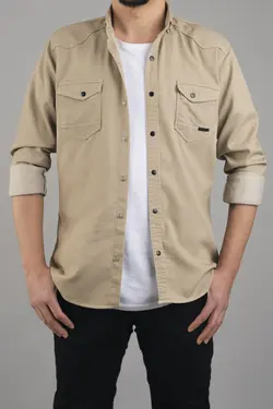 پیراهن جین اسلیم فیت بژ مردانه برند YXC Trend Maker کد 1653079359