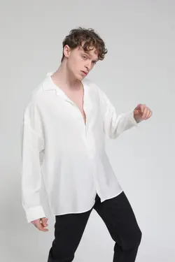 پیراهن گشاد پارچه یقه آستین بلند برند Rocqerx کد 1653079351