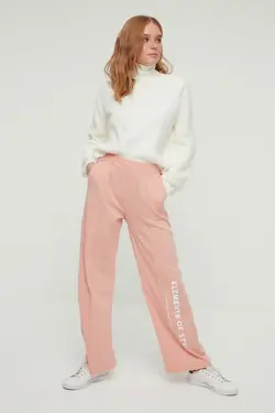 شلوار راحتی بافتنی چاپی پاچه طرح‎دار صورتی برند TRENDYOL MODEST کد 1653069571
