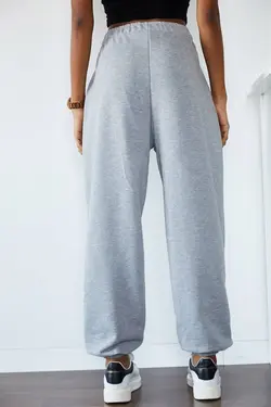 شلوار راحتی برش دور کمر بلند جاگر گشاد طوسی زنانه برند PND کد 1653069563