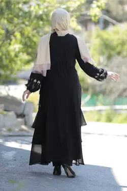کت لباس مجلسی شیفون کمربند‎دار گیپوردار اکریلیکی سایز بزرگ برند Zey&amp;Ka Butik کد 1653048730