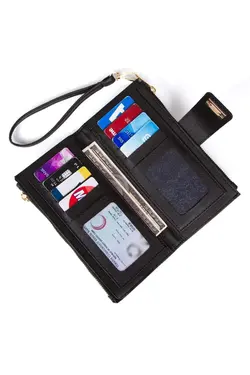 کیف پول نرم بافتنی مشکی جا کارتی زنانه برند HATASAN کد 1655784039